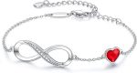 CDE Infinity Heart Symbol Charm Bracelet for Women 925 Sterling Silver Stainless Steel Adjustable Anniversary Mother's Day Jewelry Gift Birthday Gifts for Women Mom Wife Girls Her